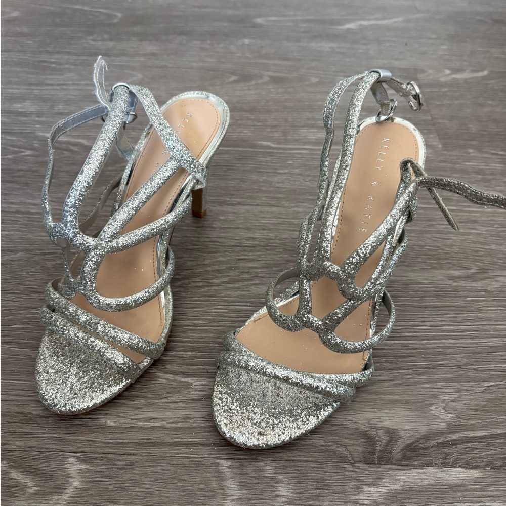 Kelly & Katie Sparkling Silver Strappy Heels